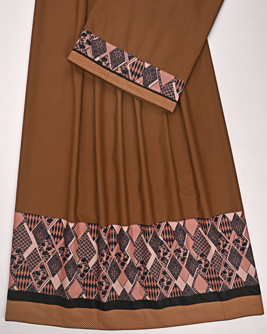 Dark Brown Ohbat Rida With Smart Geometric Design Panel