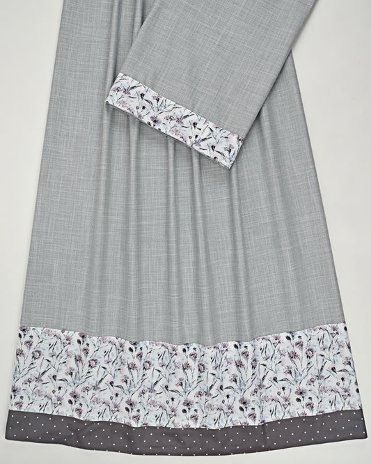 Light Grey Ohbat Rida With Smart Floral & Dots Panel