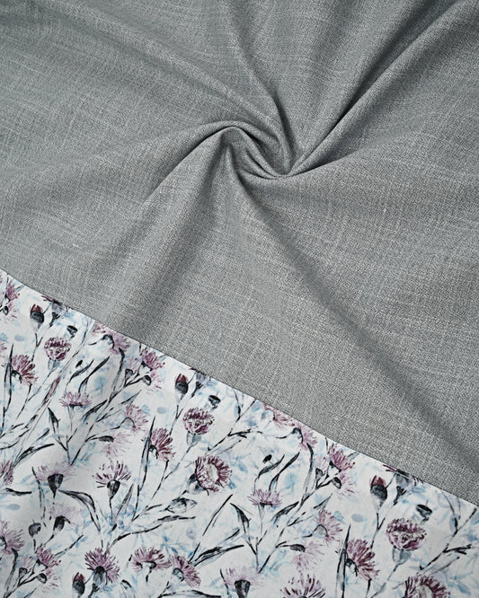 Light Grey Ohbat Rida With Smart Floral & Dots Panel