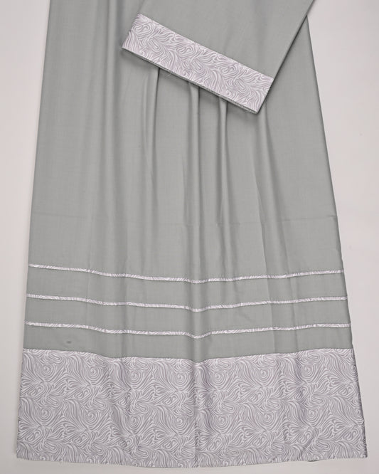 Light Grey Ohbat Rida With Smart Marble Printed Panel & Piping