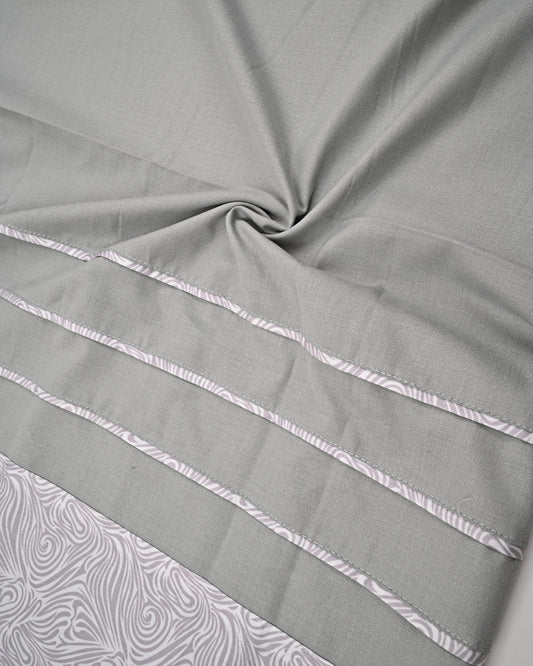 Light Grey Ohbat Rida With Smart Marble Printed Panel & Piping
