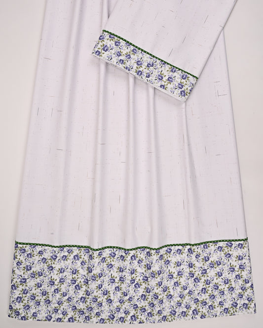 White Ohbat Rida With Smart Purple Floral Printed Panel