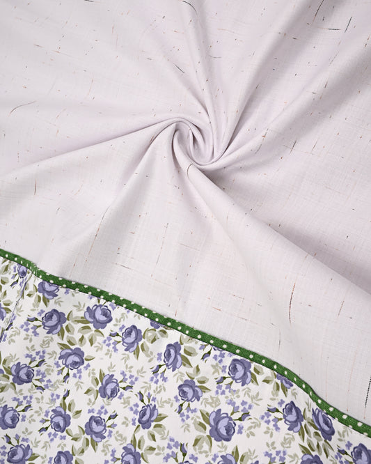 White Ohbat Rida With Smart Purple Floral Printed Panel