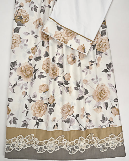 Imported Floral Print Rida With Smart Panel Lace & Mix Match Pardi