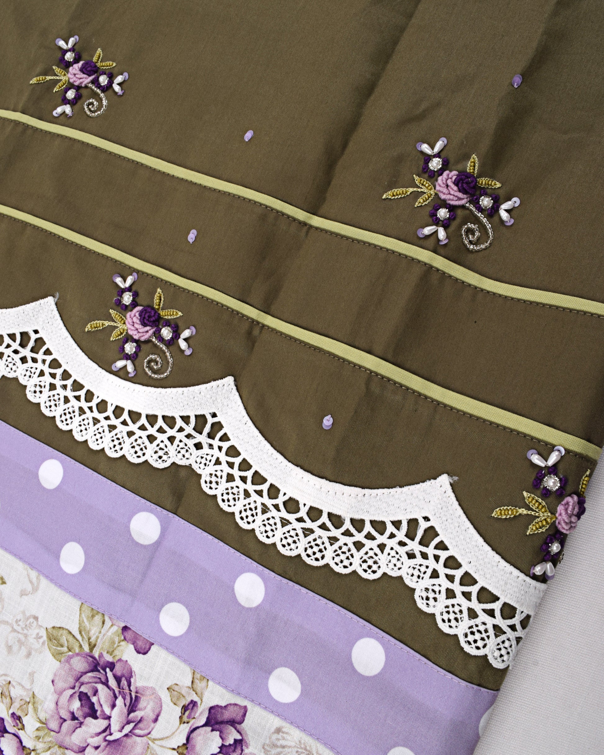 Dark Green Rida With Smart Floral Panel & All Over Booties – AL-Vard ...