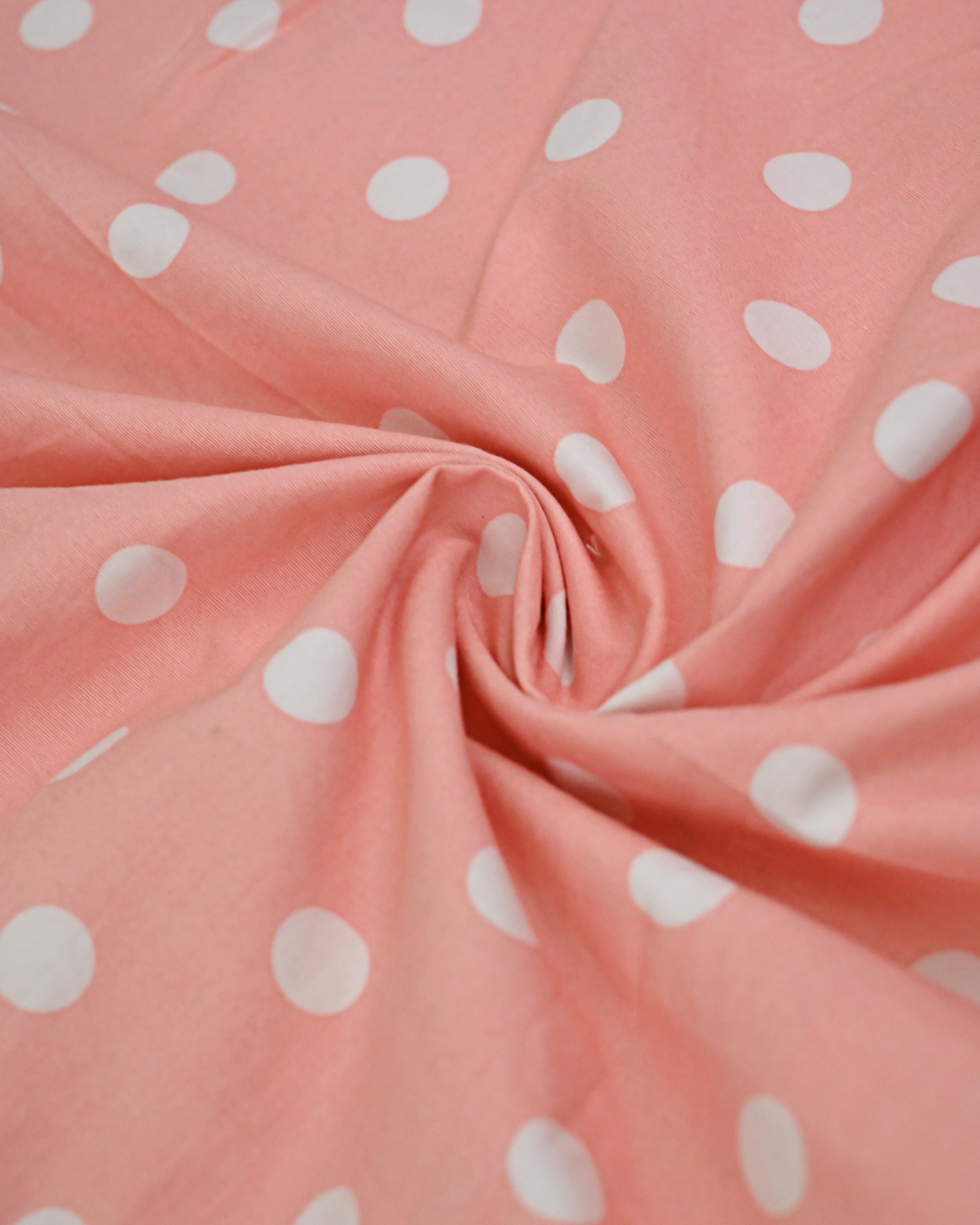 Salmon Peach White Polka Dots Rida With Smart Panel Lace & Rose Applique Work-4850/-