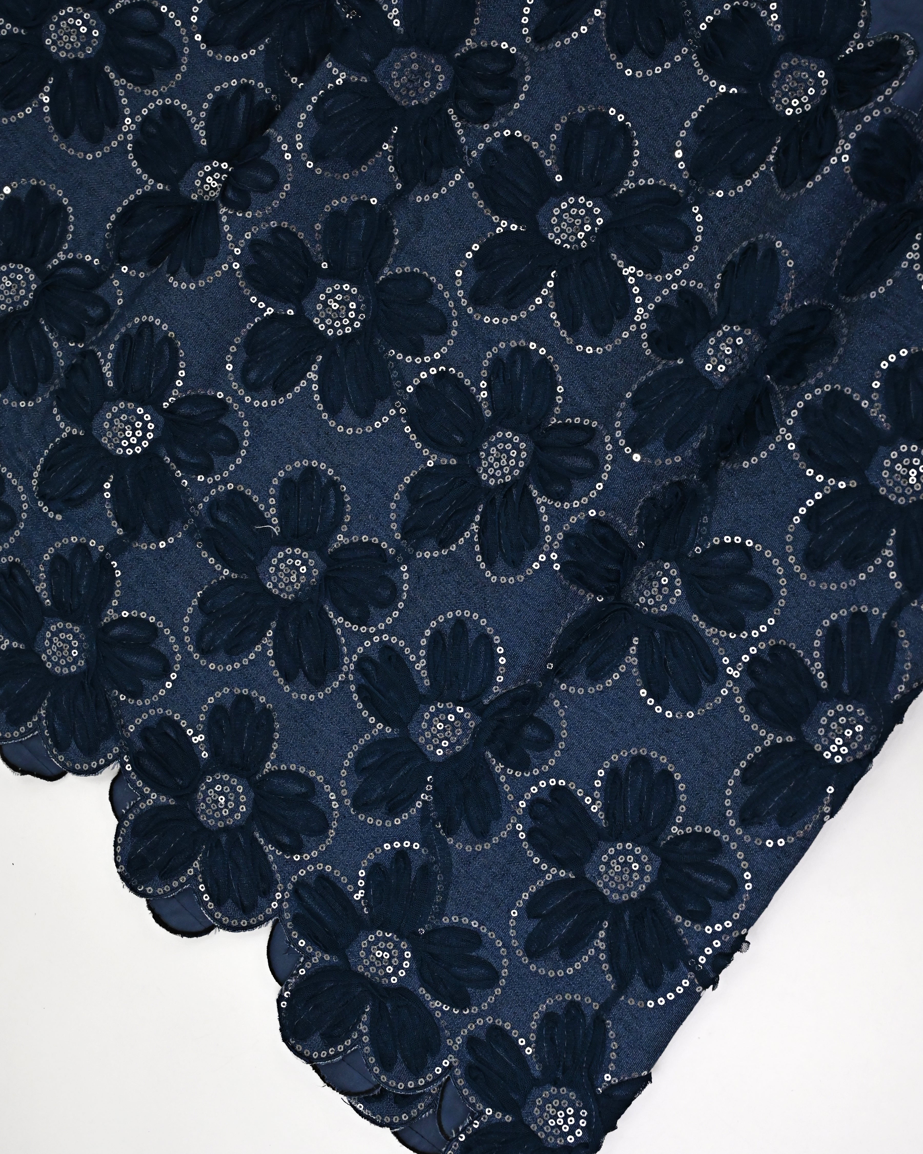 Navy Blue Rida With Smart Dark Blue Color Floral Pattern & Scoll Up-3200/-