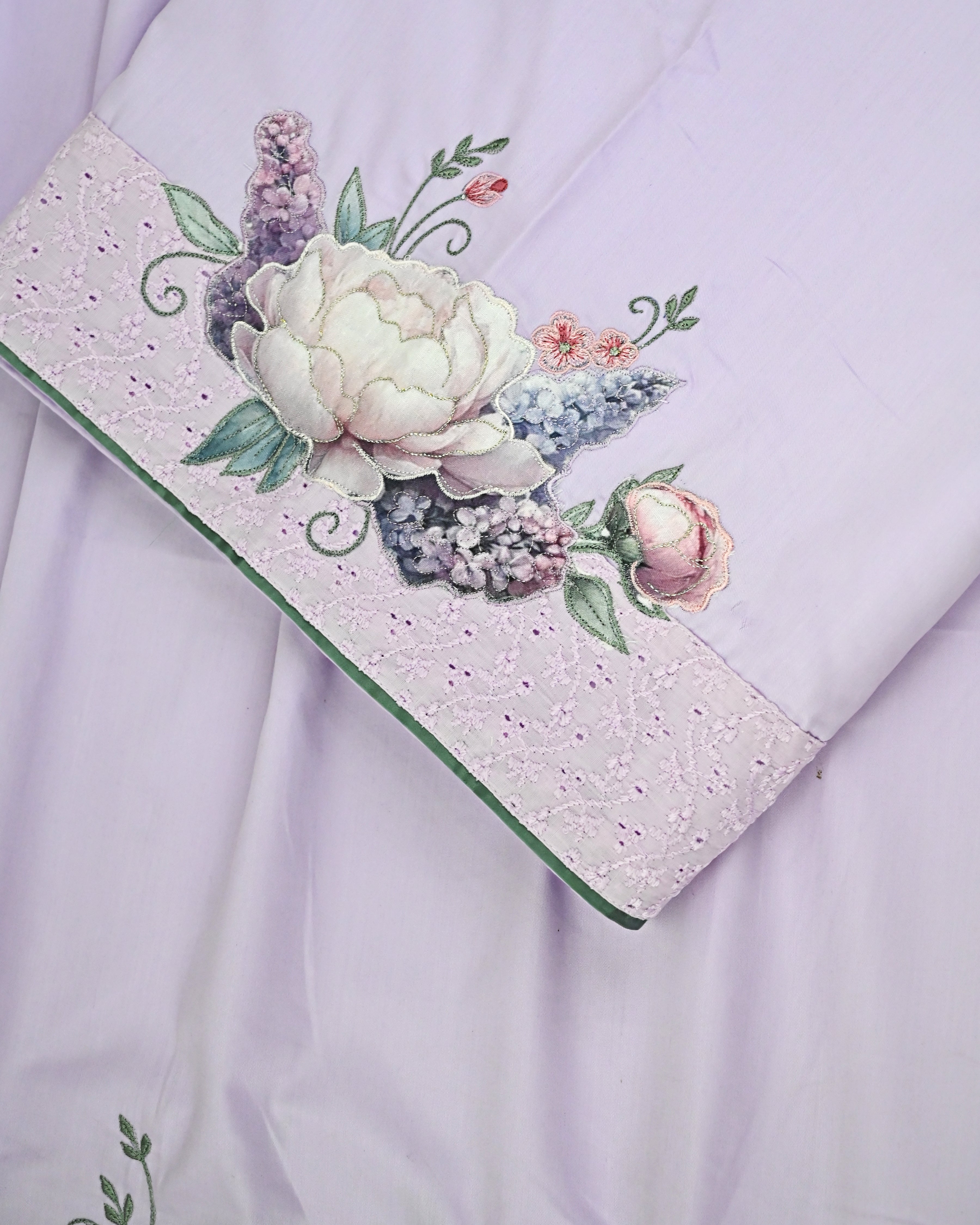 Lilac Rida With Smart Hakoba Belt Smart Panel Lace & All Over Smart Floral Work-3450/-