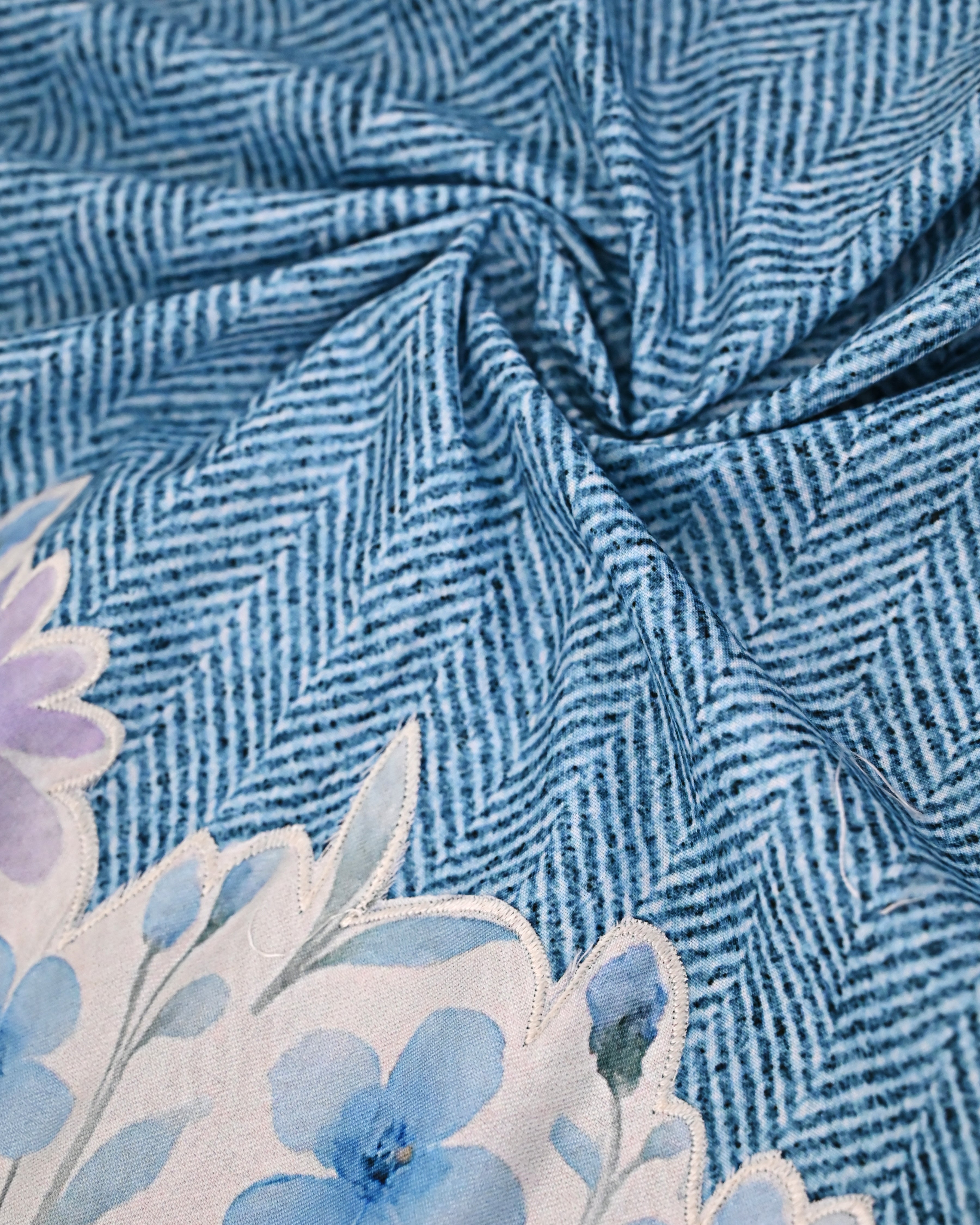 Denim Blue Rida With Smart Floral Print High Panel With Coding & Smart Lace-2150/-