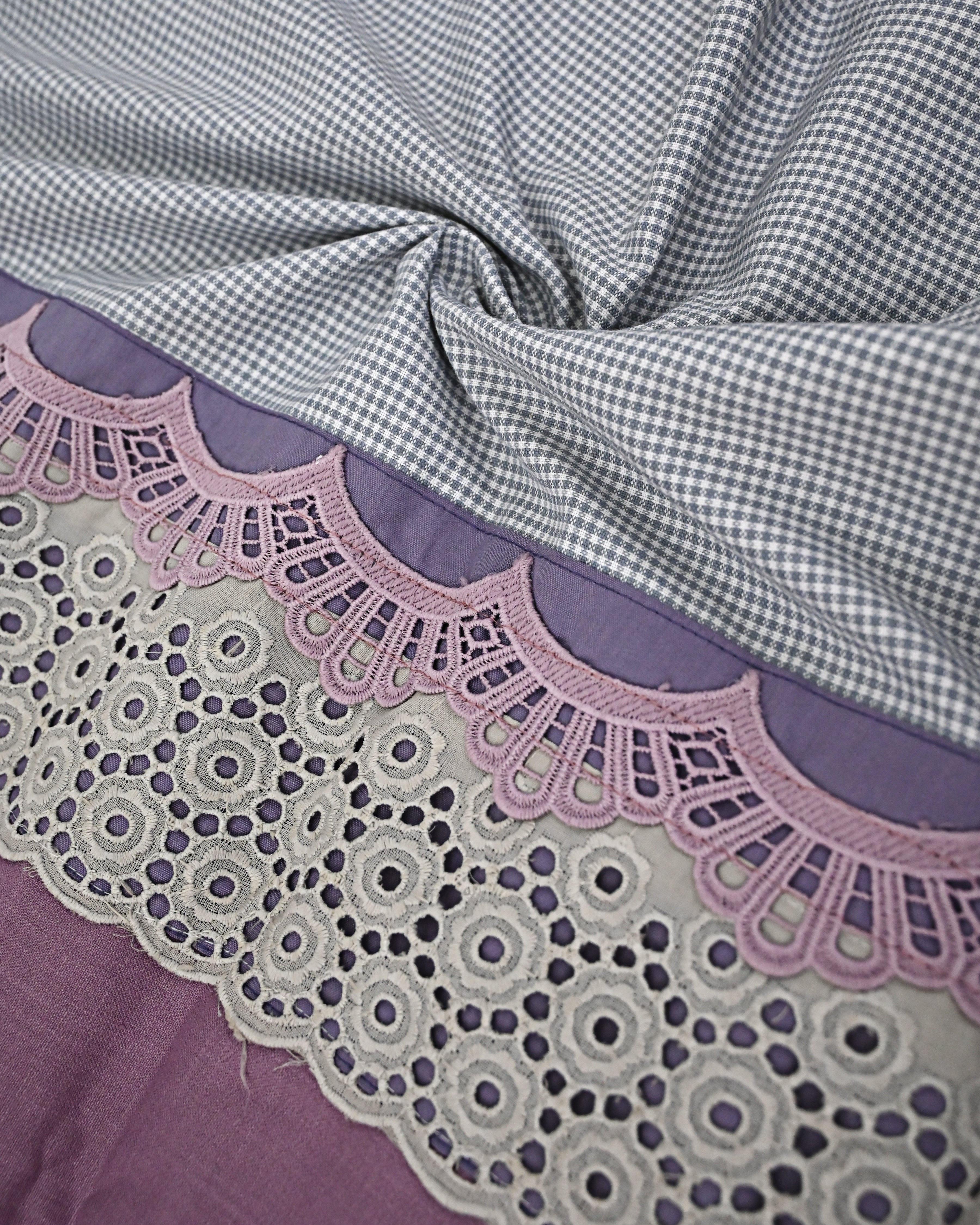 Grey Checks With Smart Lacing Smart Panel & Floral Applique Work-4150/-