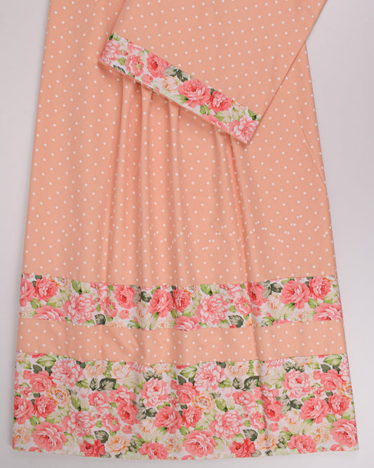 Peach White Dots Rida With Smart Floral Panel
