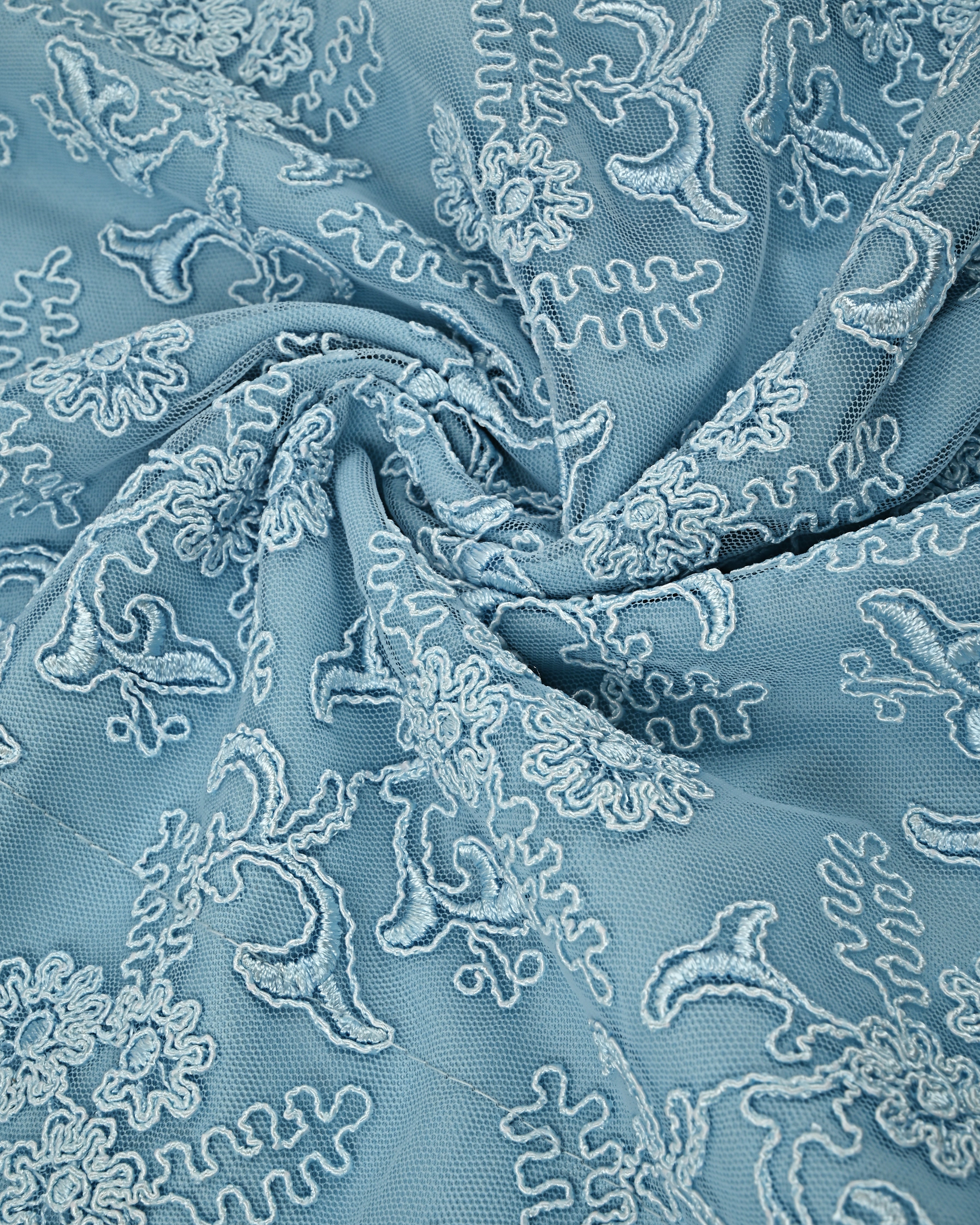 Sky Blue Rida With Full Heavy Lace Peice & Smart Lace