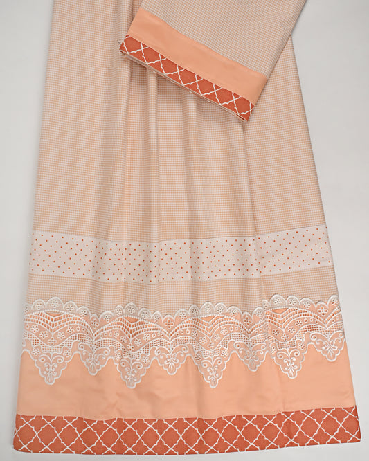 Imported Mini Checks Rida With Smart Plain Panel & Smart Lace