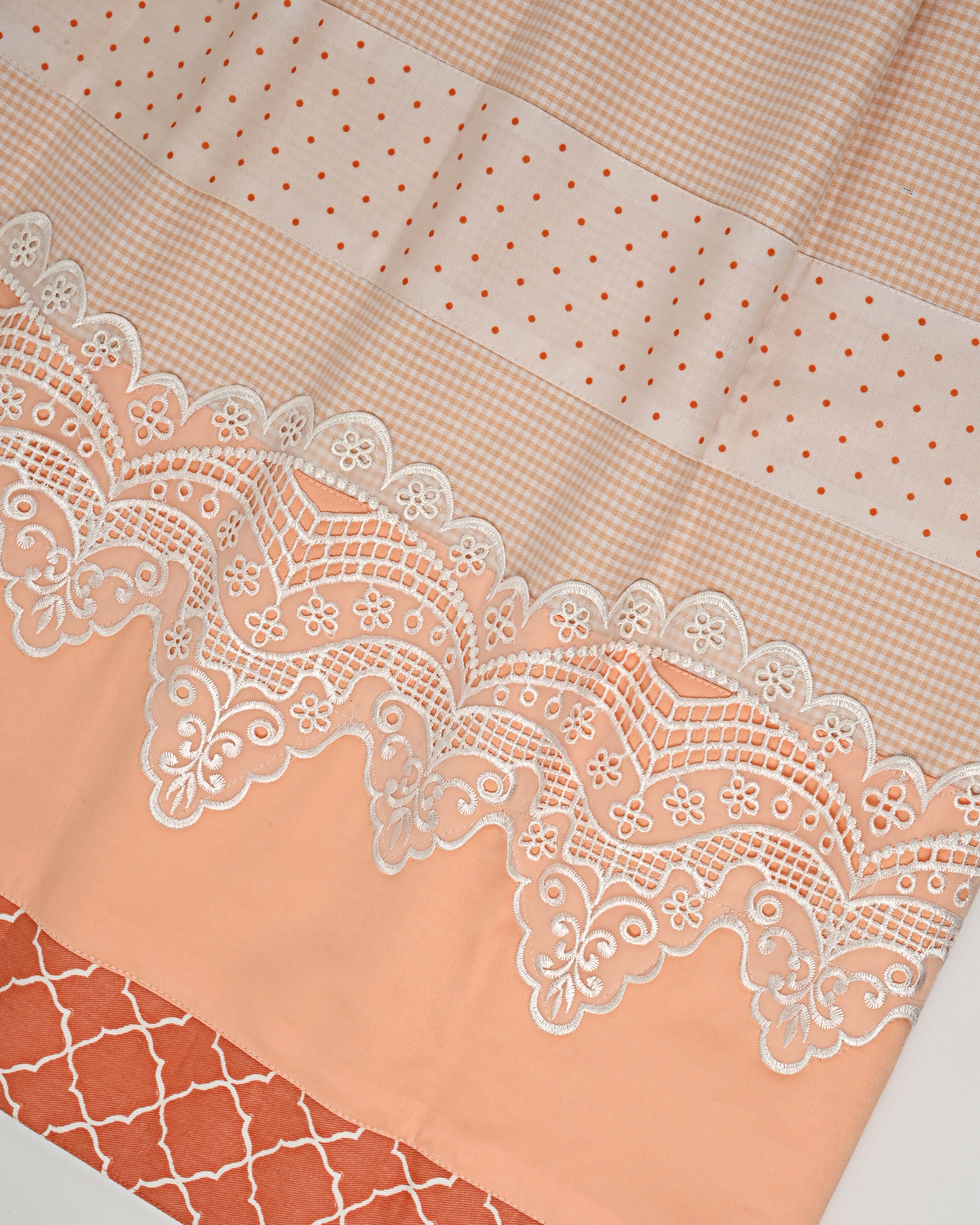 Imported Mini Checks Rida With Smart Plain Panel & Smart Lace