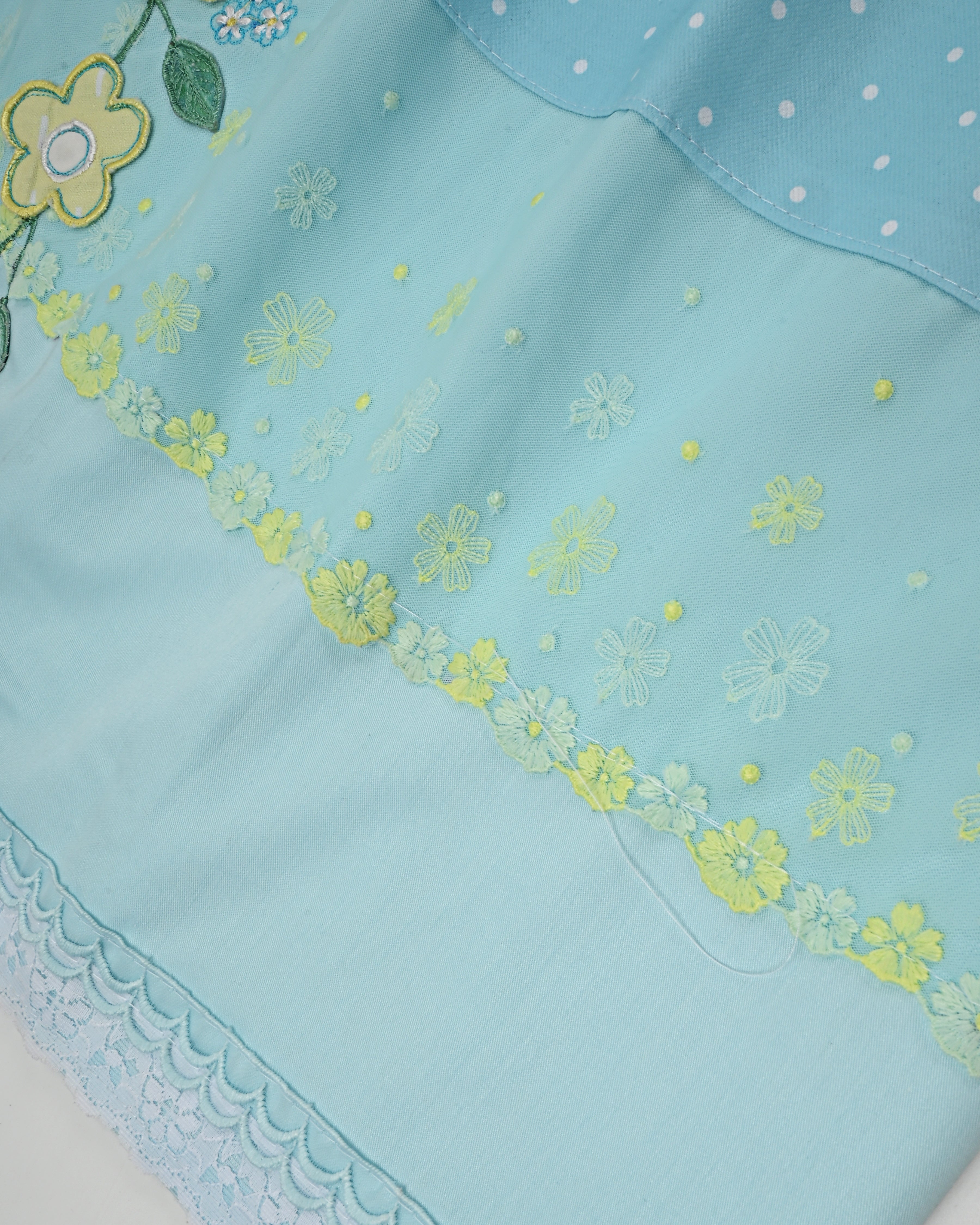 Baby Blue Rida With Smart Floral Embroidery Work & Smart Panel
