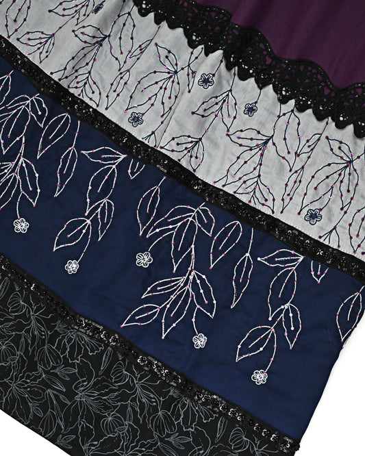 Regal Plum Rida With Smart Panel Smart Lace & All Floral Aari Work