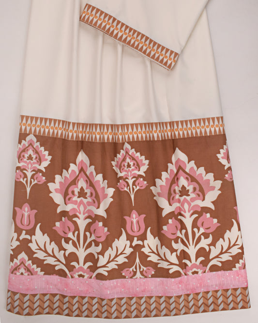 Off White Rida With Smart Floral Design Panel