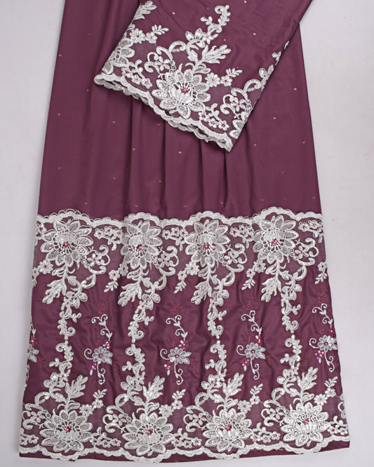 Dark Purple Rida With Smart Heavy Lace & Aari Work