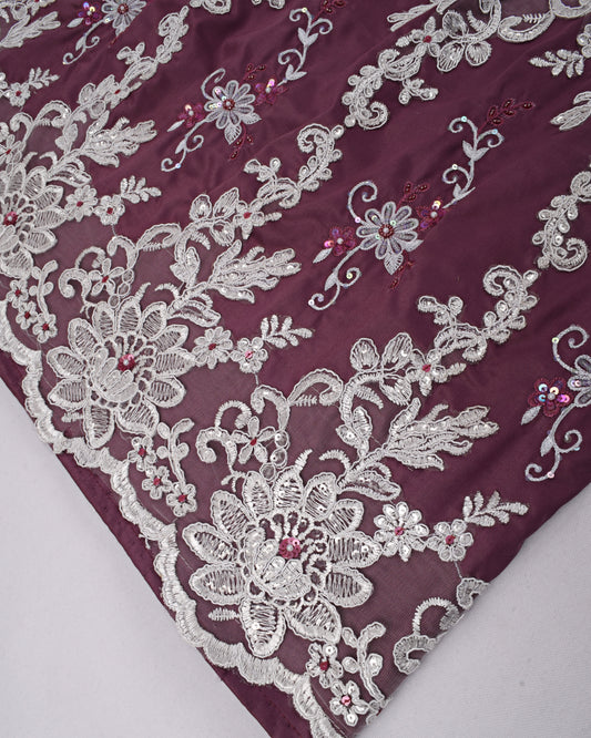 Dark Purple Rida With Smart Heavy Lace & Aari Work