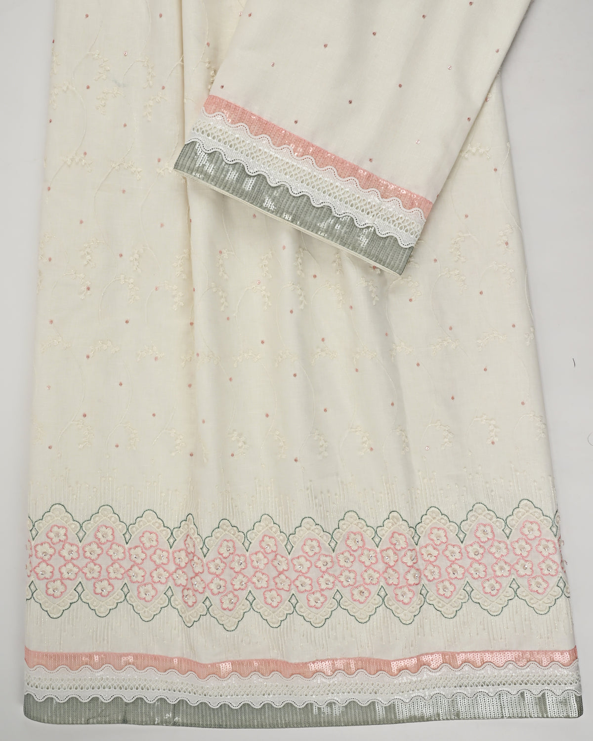 White Rida Off White Shining Rida With Smart Embroidery Laces & All Over Aari Tou ...