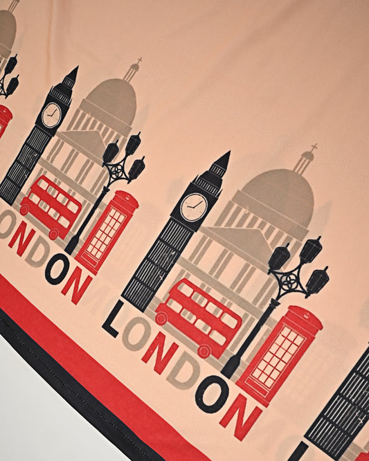 Light Beige Swim Rida With LONDON & London Theme Print Panel