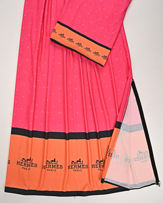 Hot Pink Rida With Smart Orange Panel & Hermes Paris Print