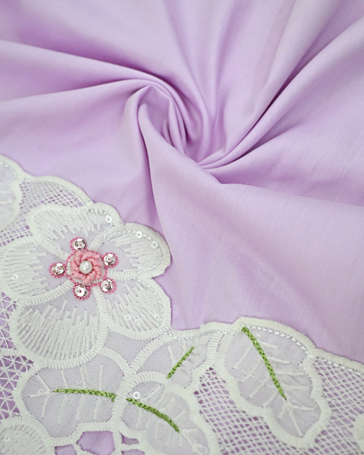 Lavender Rida With Floral Imported Full Lace & All Over Aari Work Touch Up