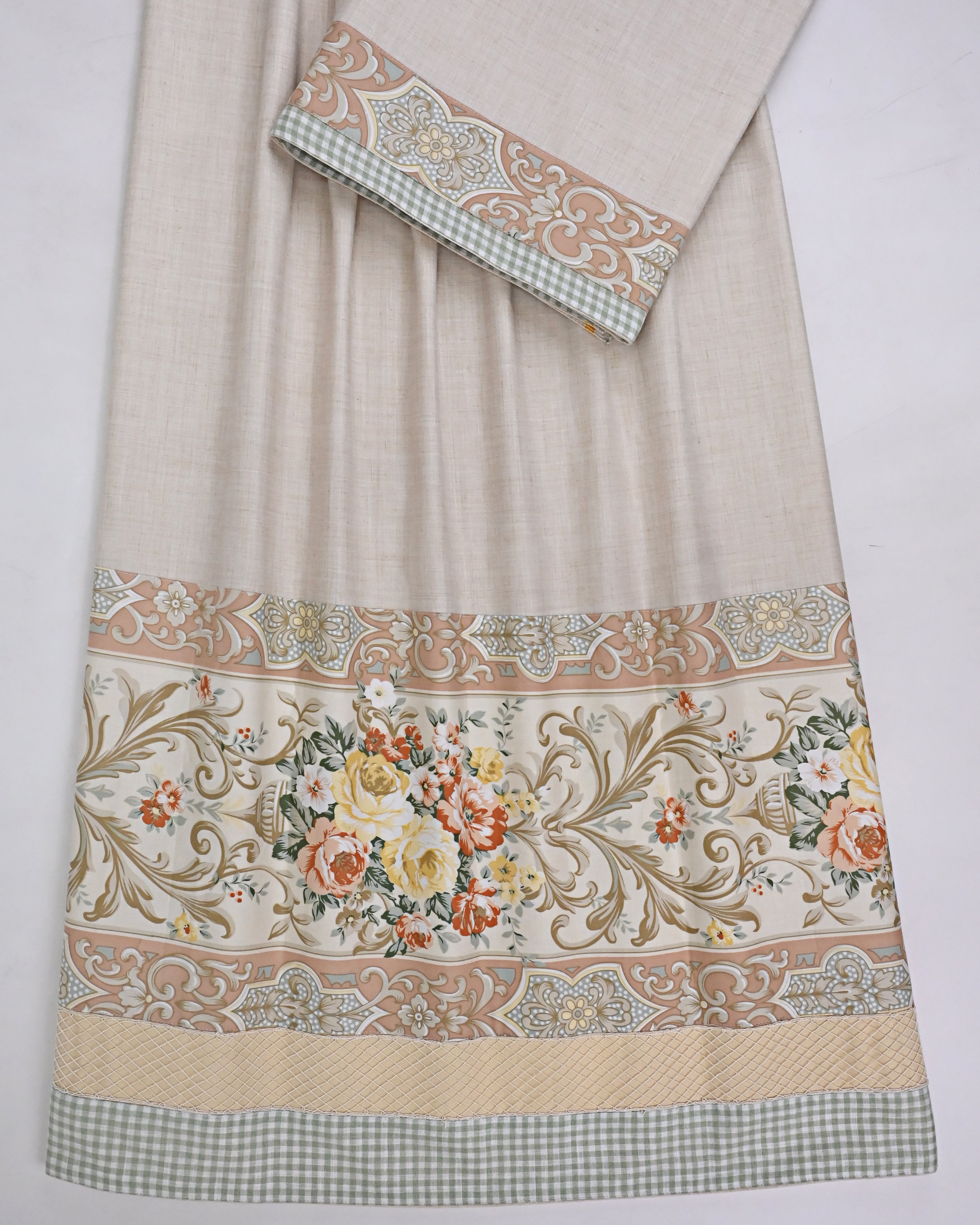 Beige Rida With Smart Digital Print Panel & Smart Small Cheks Panel