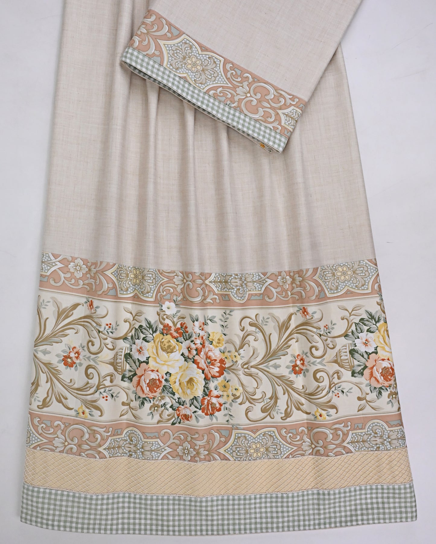 Beige Rida With Smart Digital Print Panel & Smart Small Cheks Panel