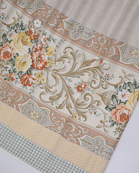 Beige Rida With Smart Digital Print Panel & Smart Small Cheks Panel