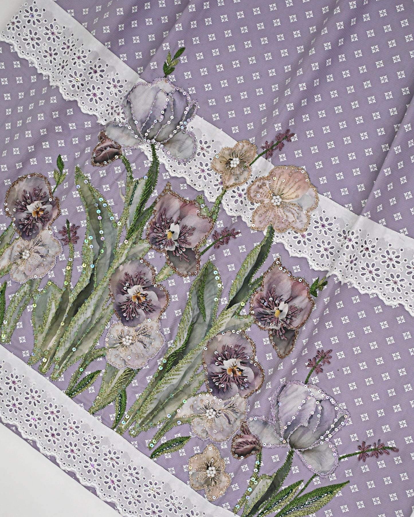 Mauve MIni Floral Print Rida With Smart Floral Mix Work & Smart Lace