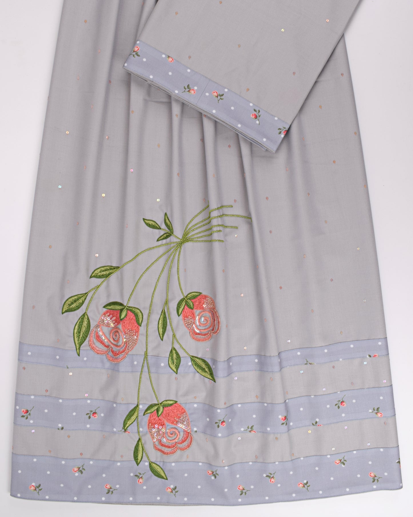 Light Grey Rida With Smart Floral Aari Work