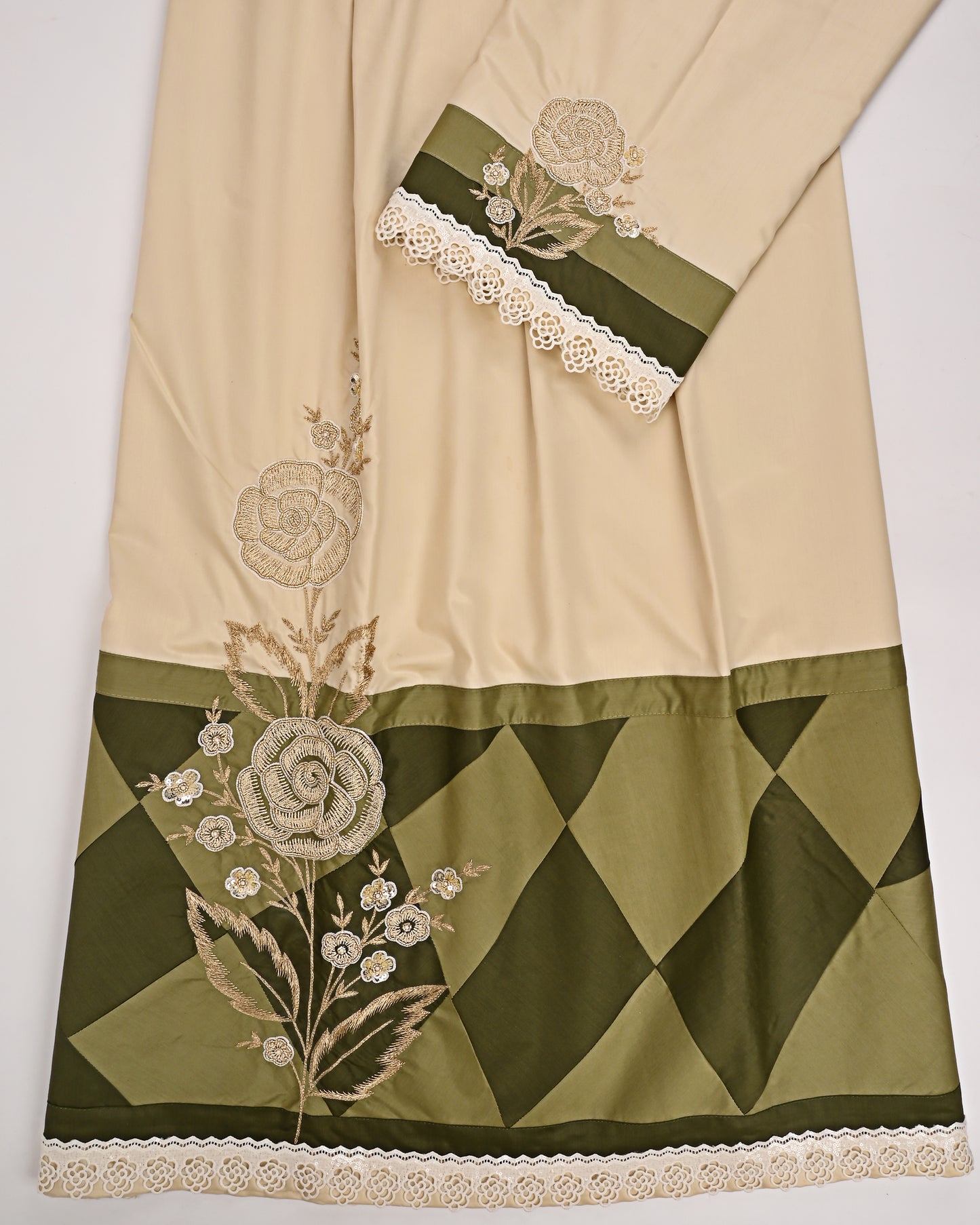 Beige Color With Smart Pattern Panel & Heavy Aari work