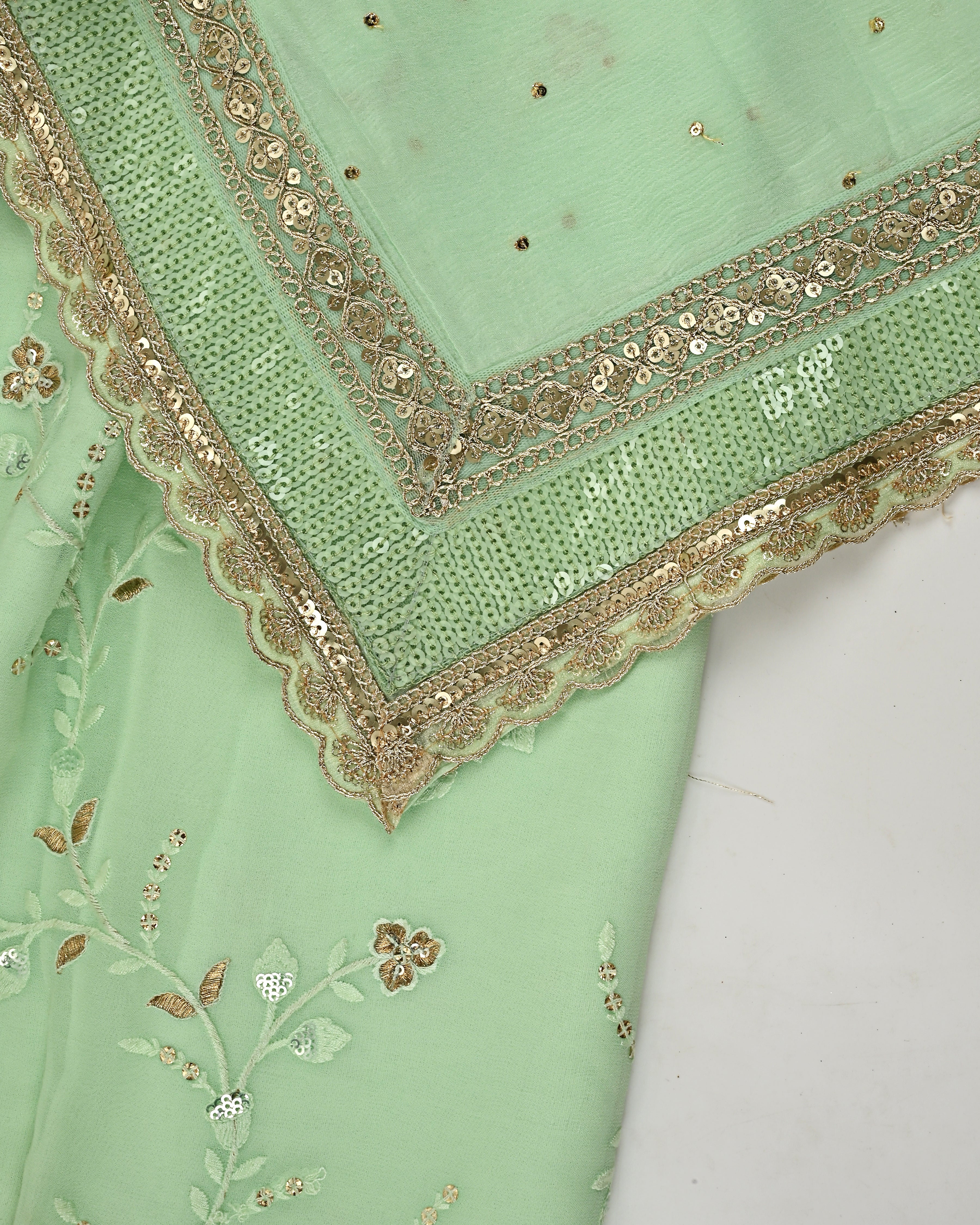 Mint Green RCJ With Sober Work & Heavy Golden Lacing
