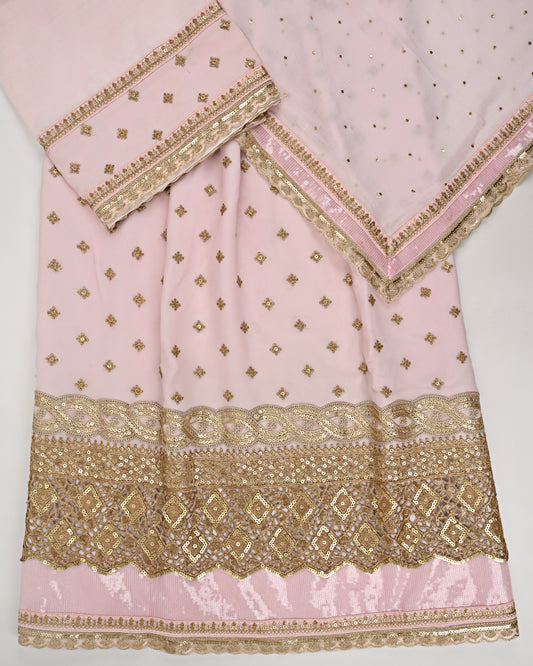 Blush Pink RCJ With All Over Golden Booties & Heavy Golden Lace