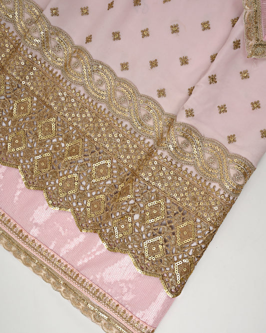 Blush Pink RCJ With All Over Golden Booties & Heavy Golden Lace