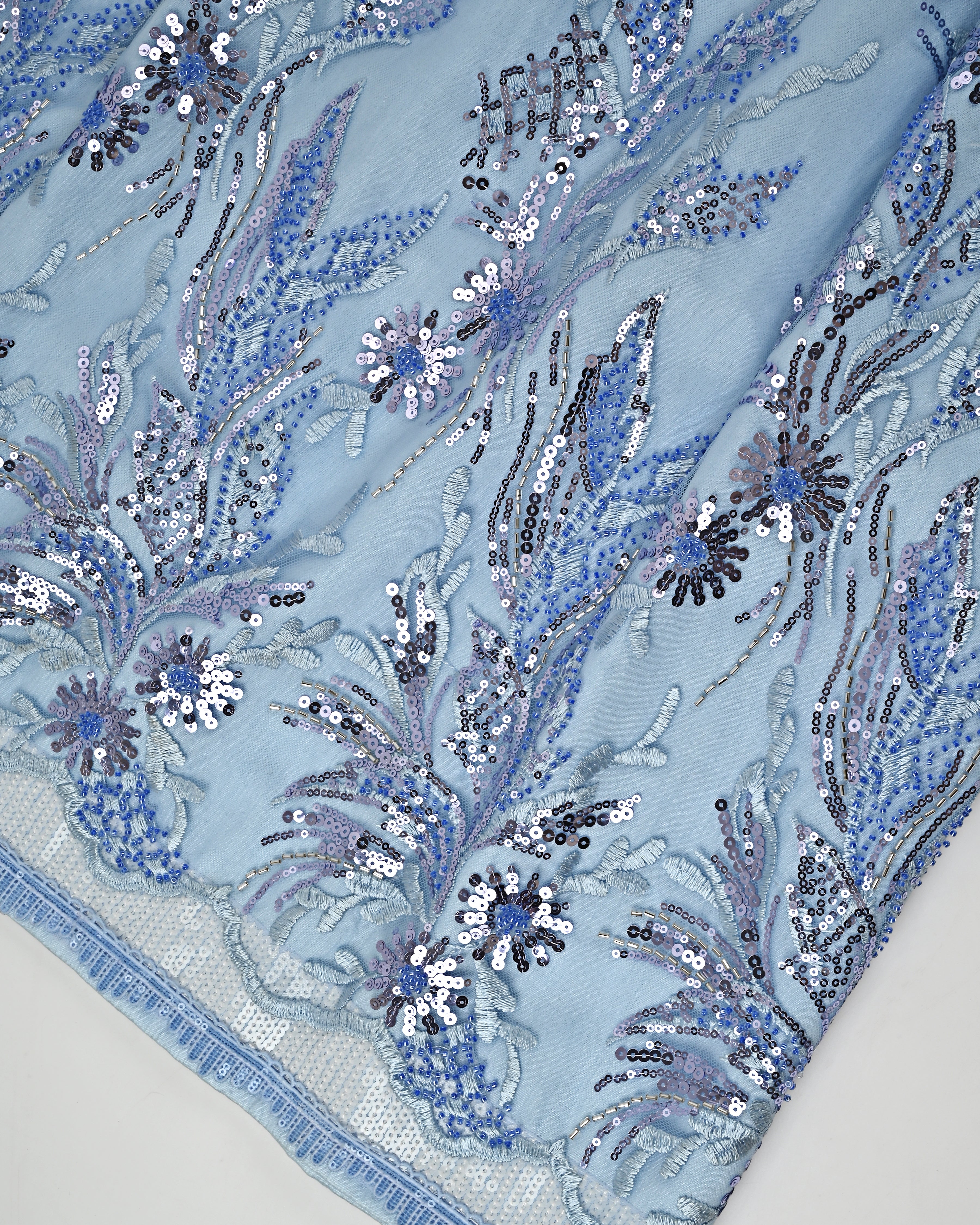 Light Blue RCJ With Heavy Floral Lace Peice & Smart Glitter Lace