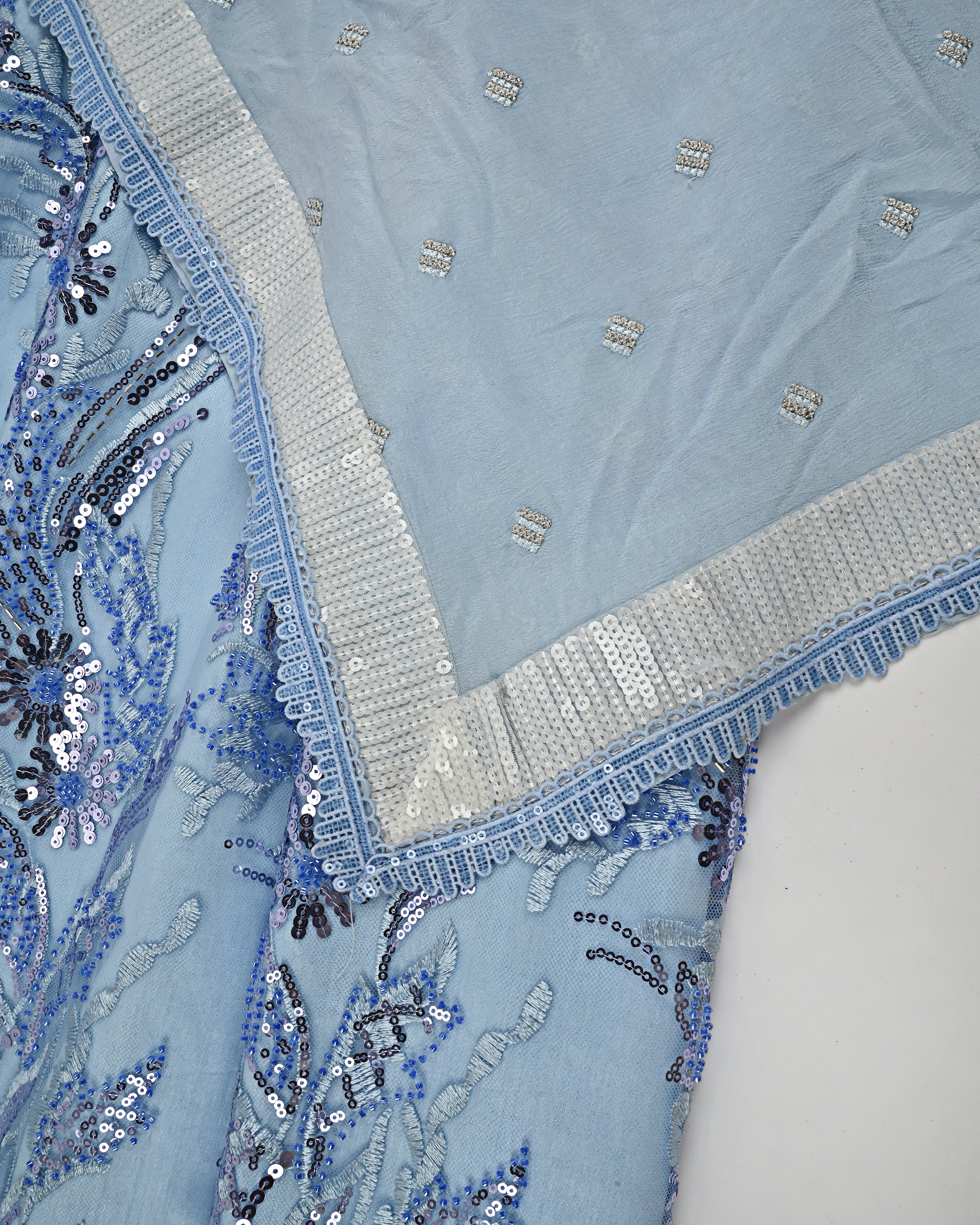 Light Blue RCJ With Heavy Floral Lace Peice & Smart Glitter Lace