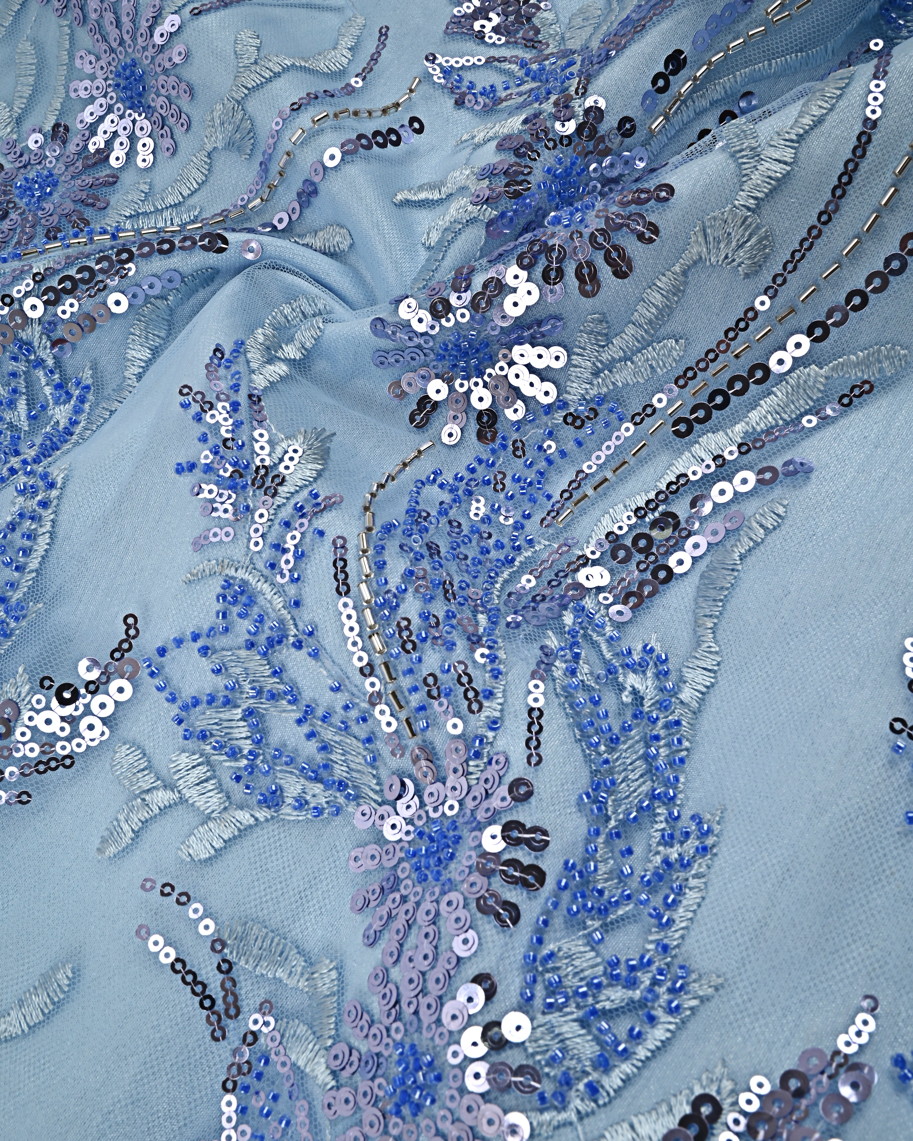 Light Blue RCJ With Heavy Floral Lace Peice & Smart Glitter Lace