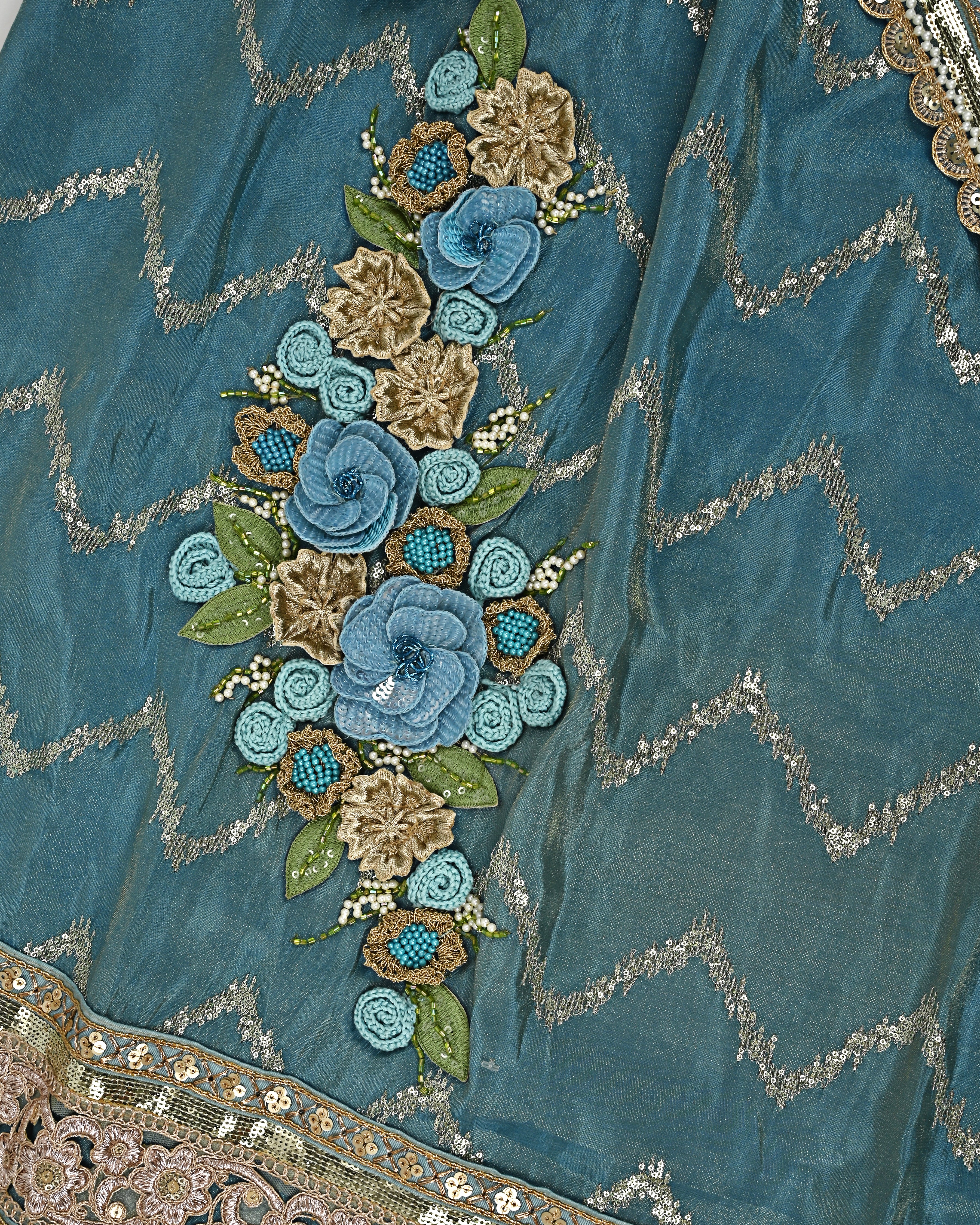 Morpich RCJ With Heavy Floral Work & Golden Heavy Look Lacing