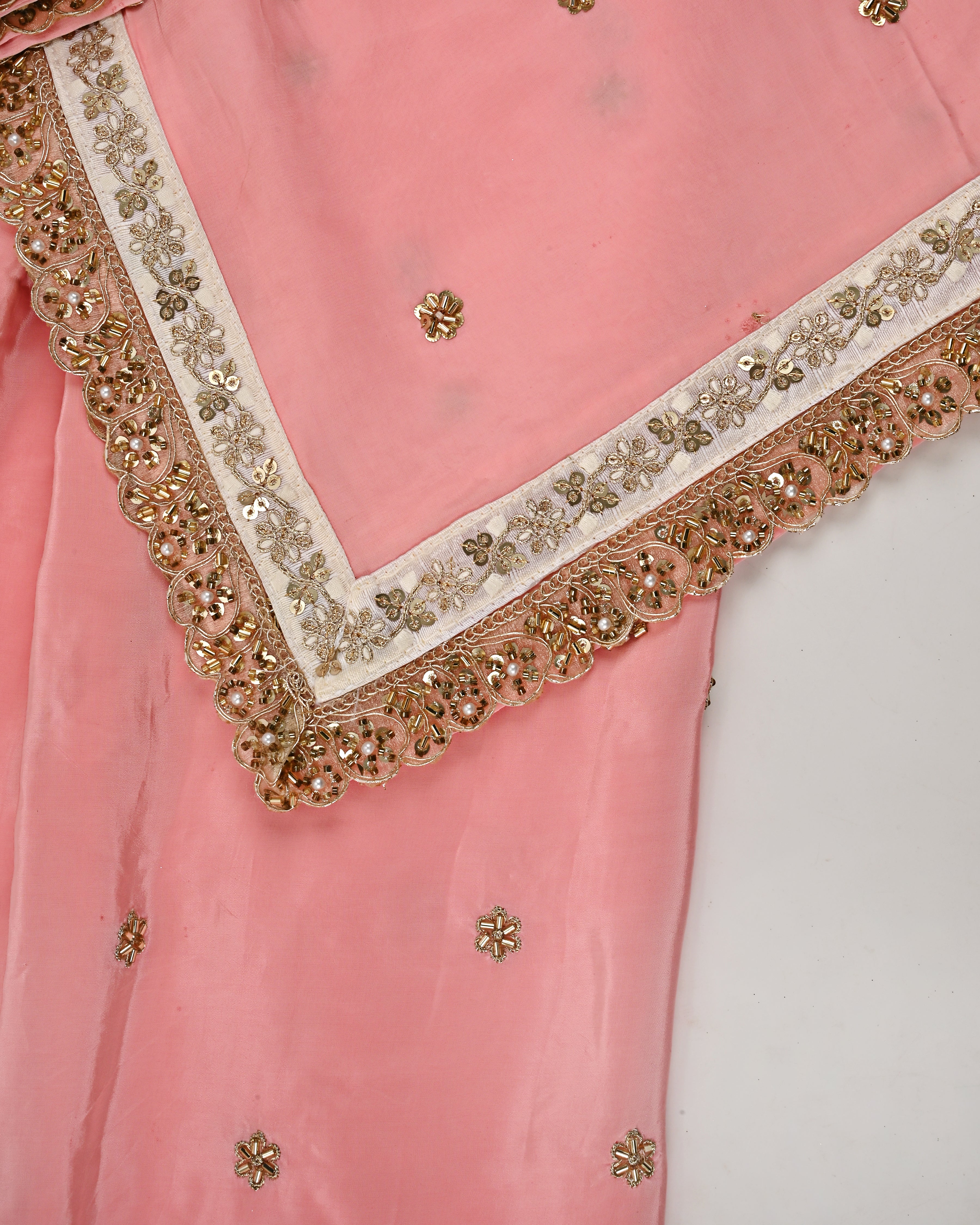 Peachish Pink RCJ With All Over Small Booties & Floral Work Golden Heavy Lacing