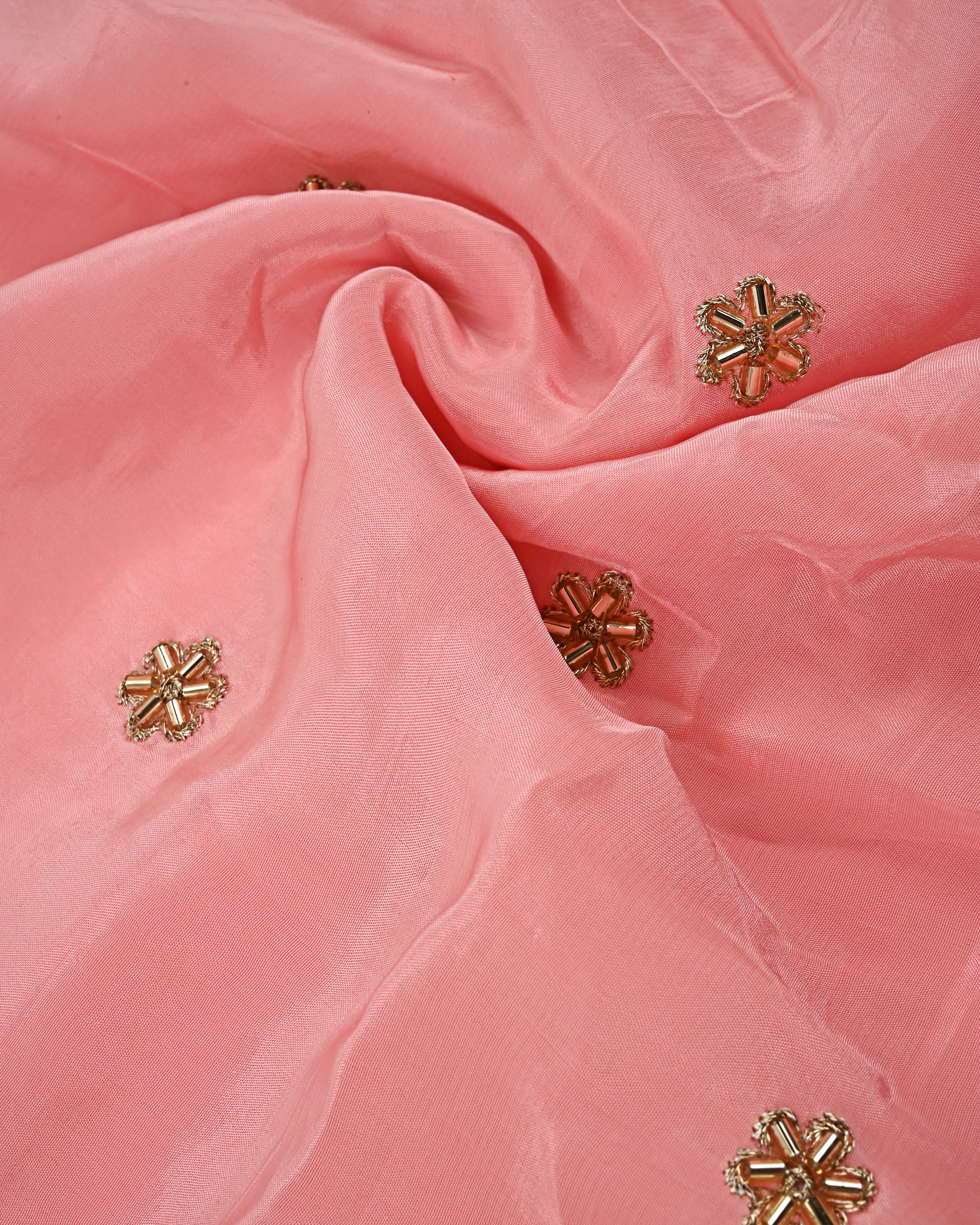 Peachish Pink RCJ With All Over Small Booties & Floral Work Golden Heavy Lacing