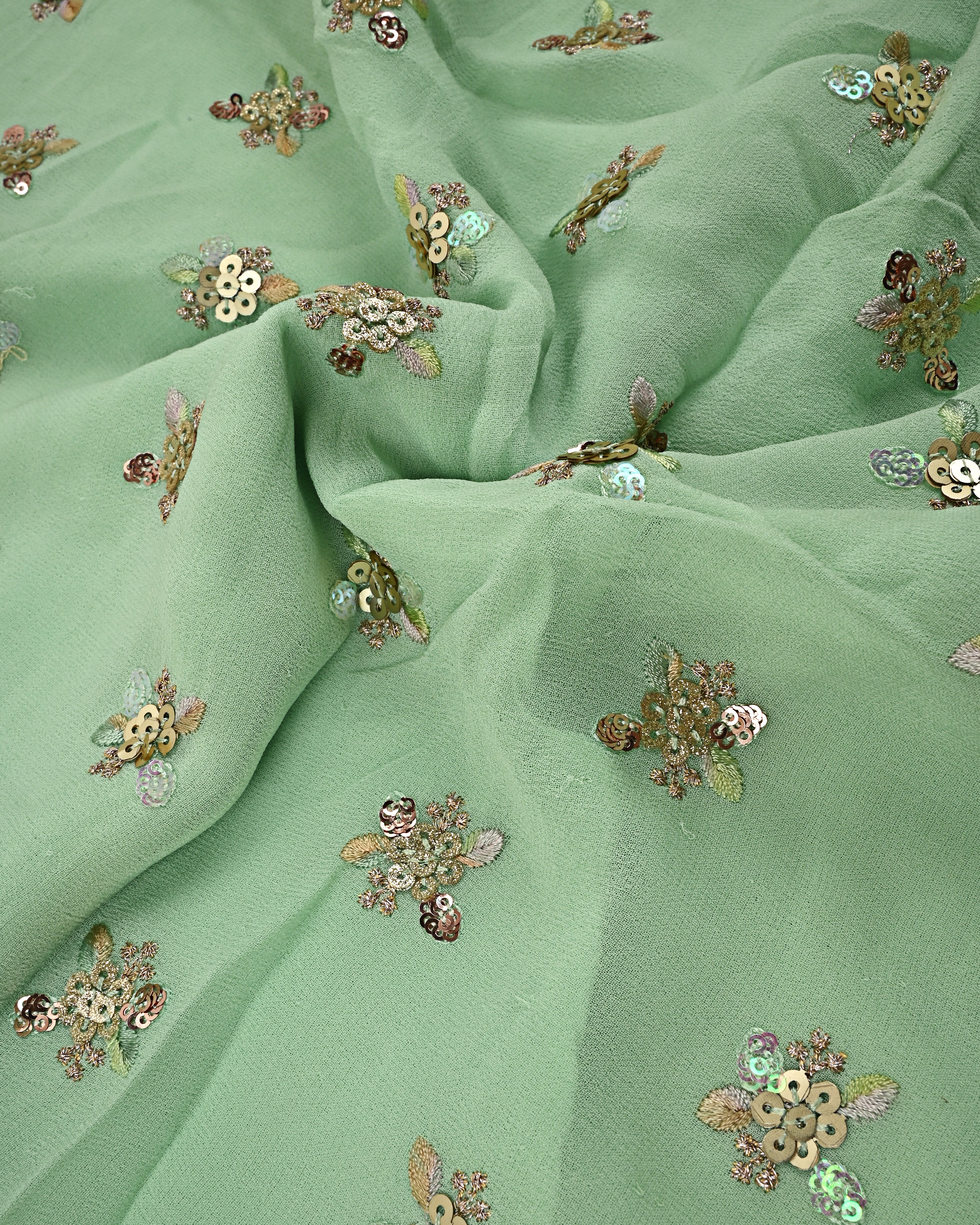 Pistachio Green RCJ With Golden Booties All Over & Golden Floral Lace Peice