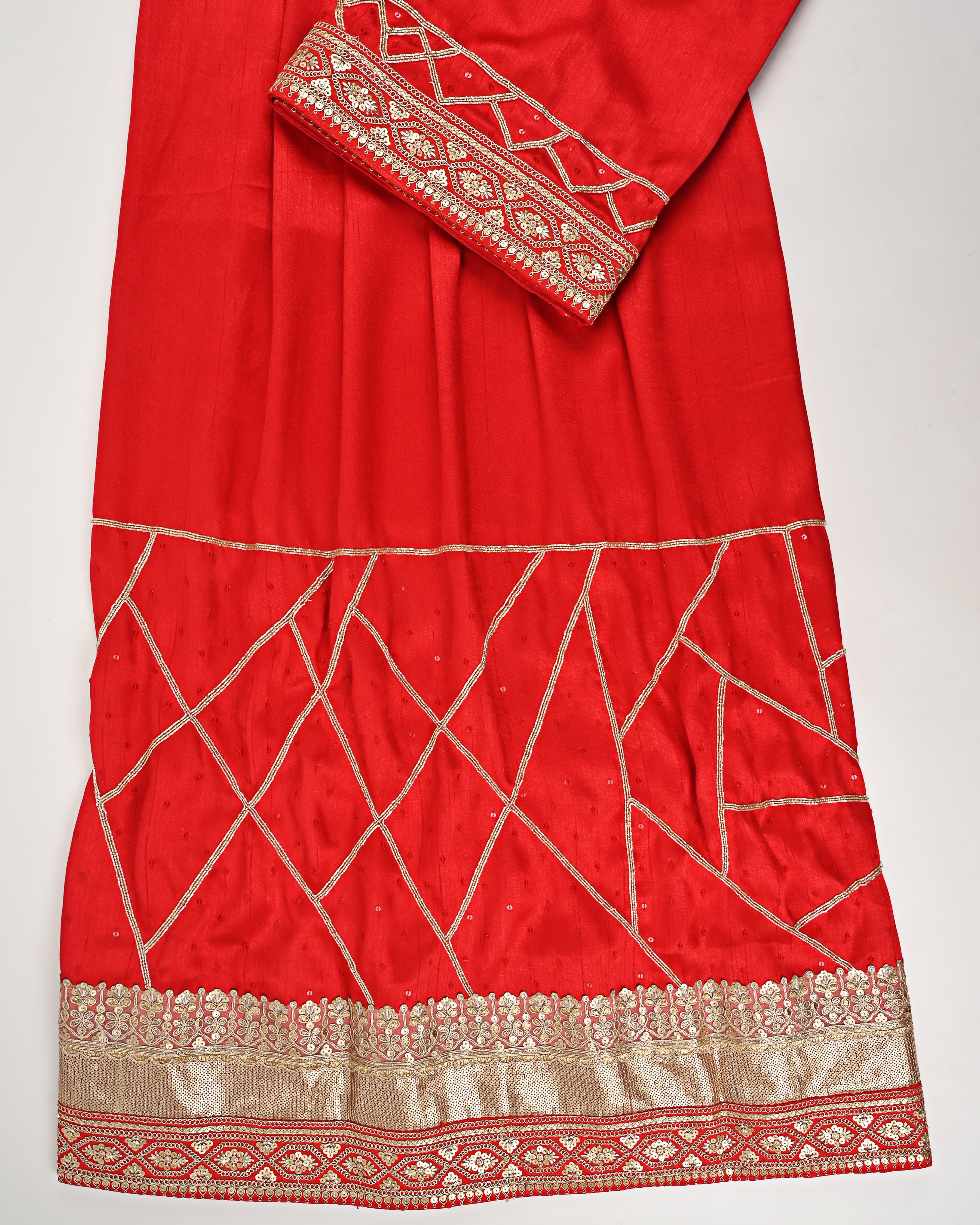 Apple Red Rida With Golden Lacing & Smart Golden Pattern