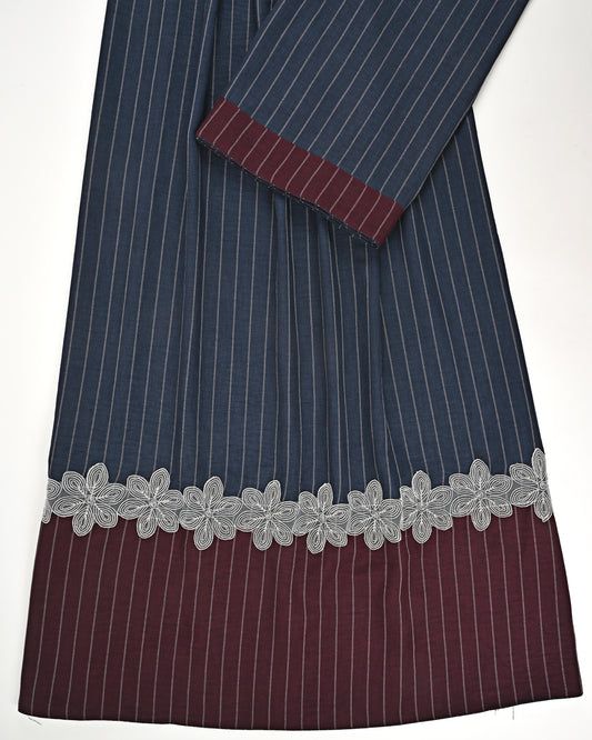 Denim White Lining Rida With Smart Wine Panel & Smart Floral Lace