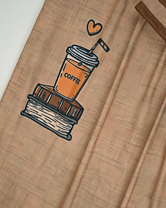Coffee Brown Swim Wear Rida With Coffee Cup Printed On it