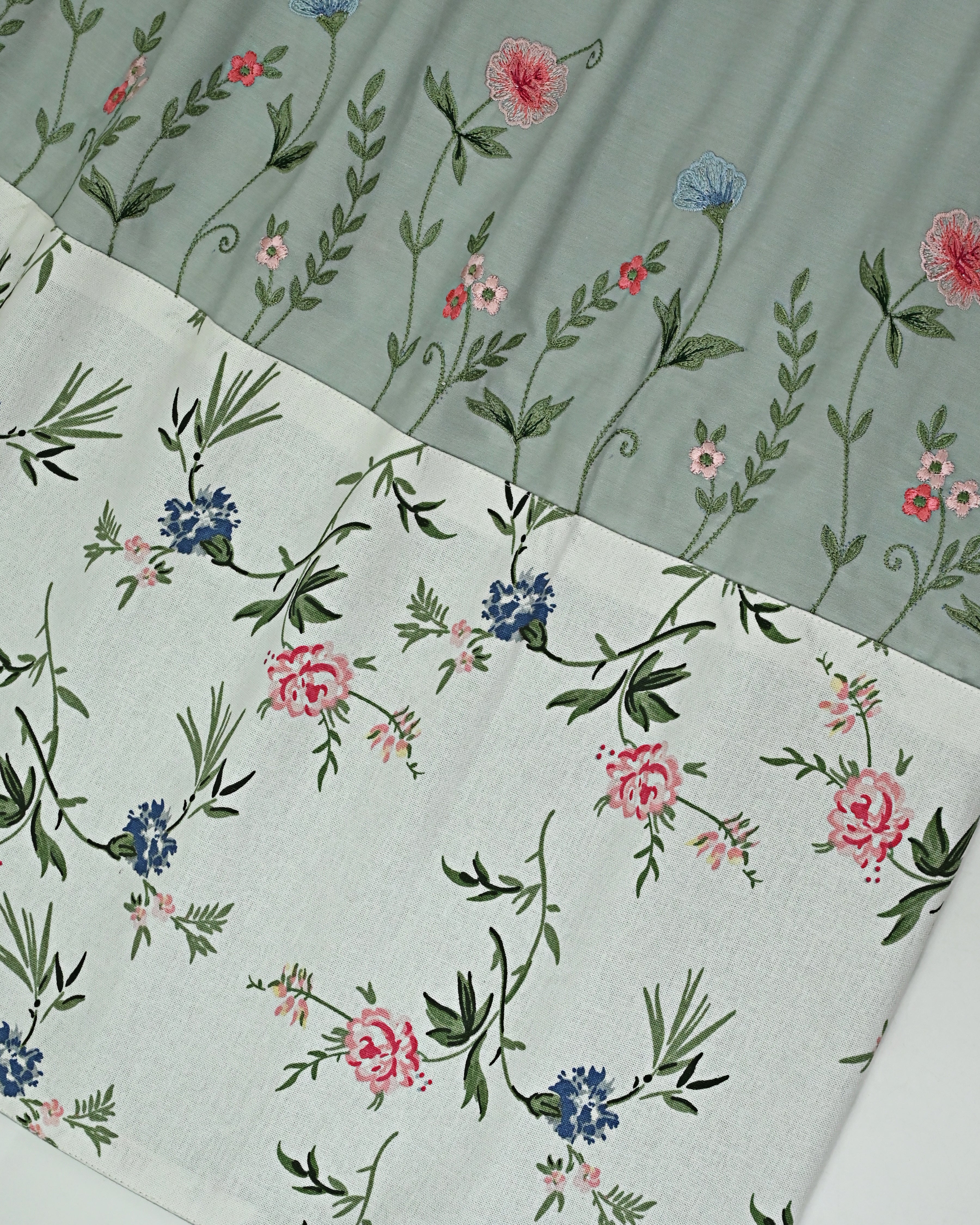 Sage Green Rida With Smart Imported Floral Panel & Same Parellel Floral Embroidery-2250/-
