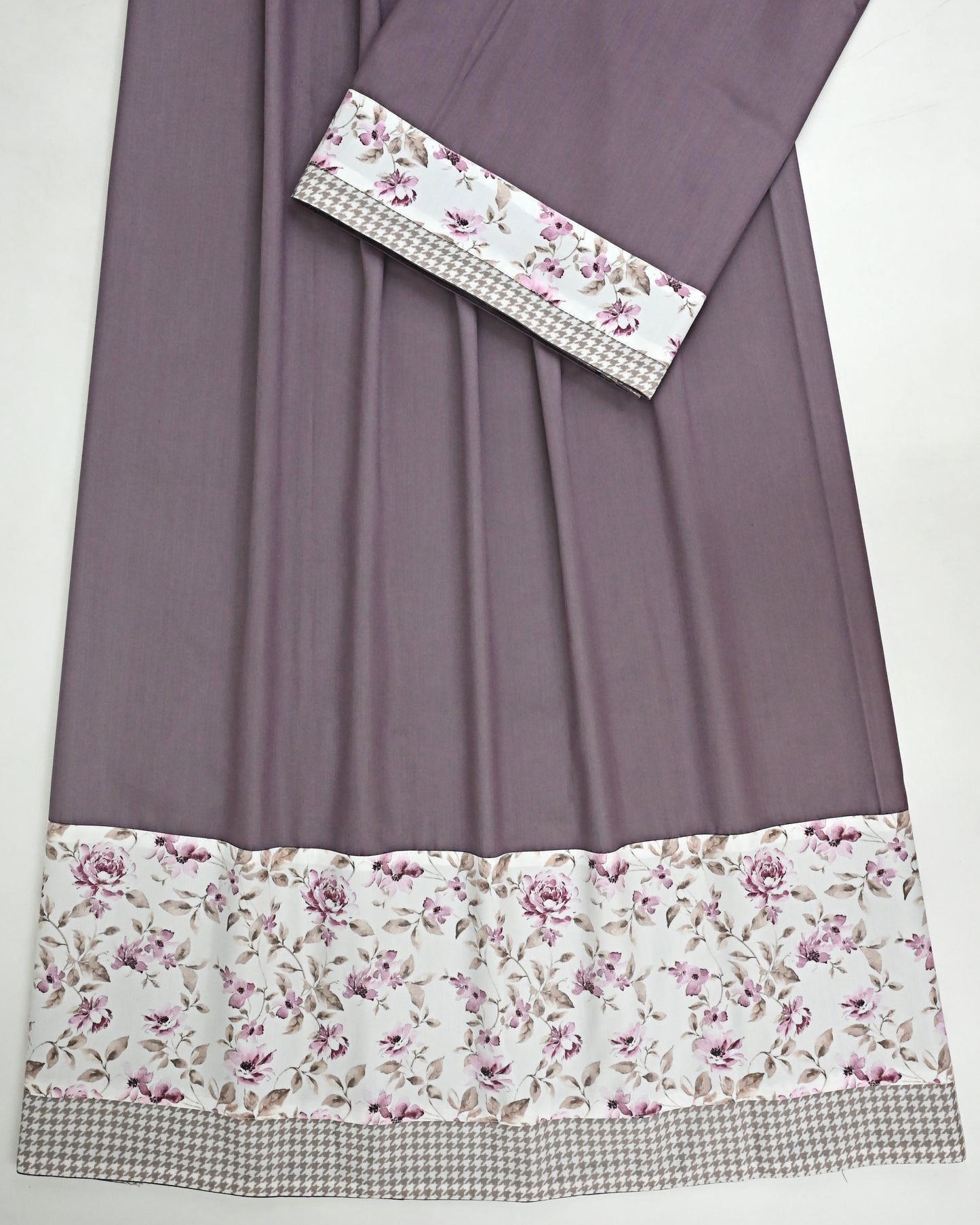 Grey Voilet Ohbat Rida With Smart Floral Print Panel