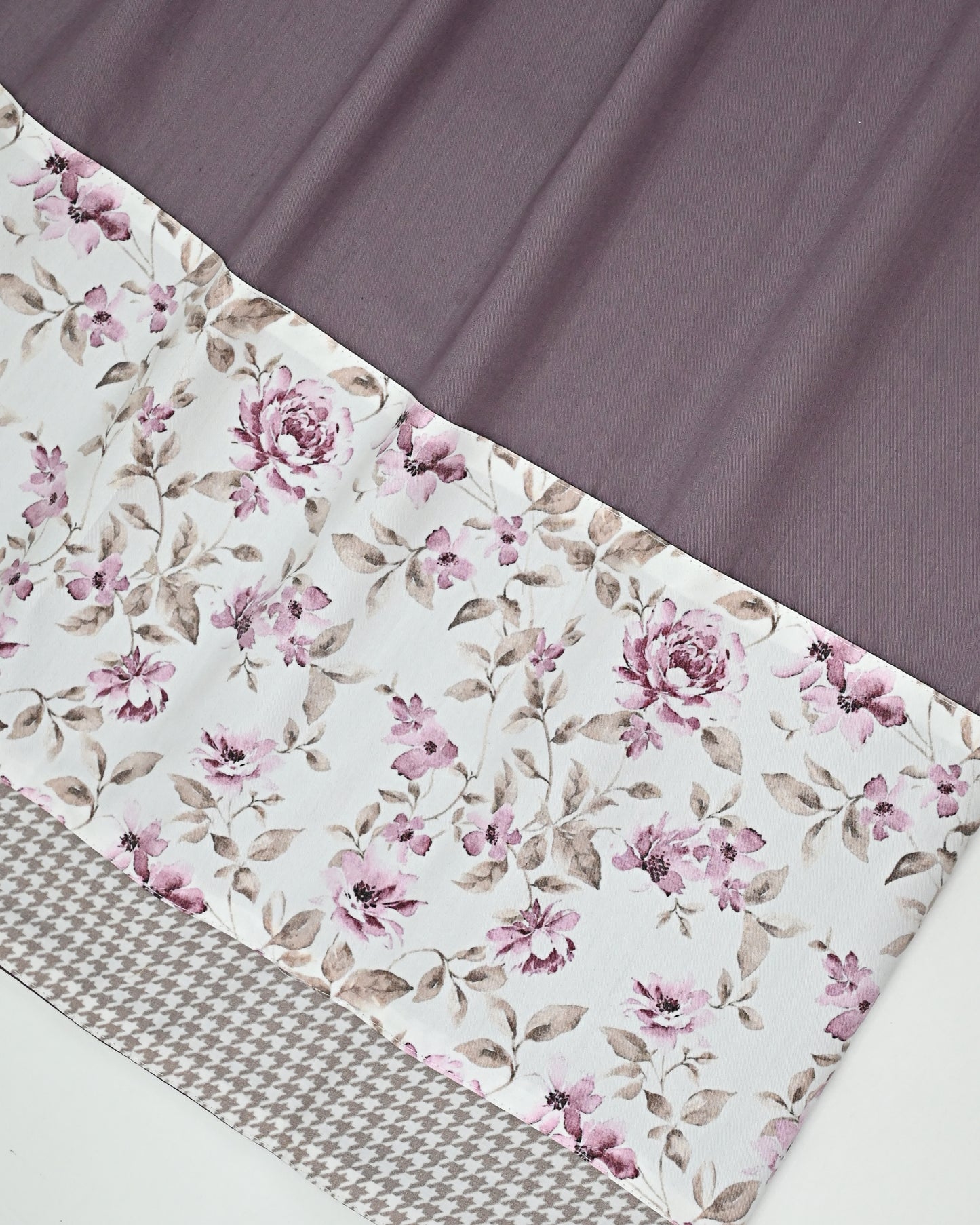 Grey Voilet Ohbat Rida With Smart Floral Print Panel