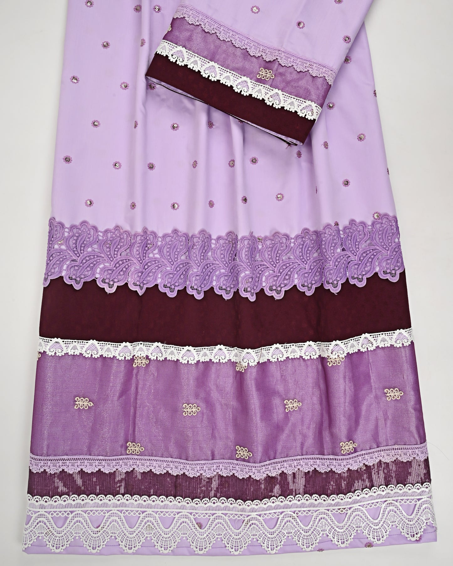 Lilac Rida All Over Booties With Smart Lacing & Dark Panel & Lite Aari Work